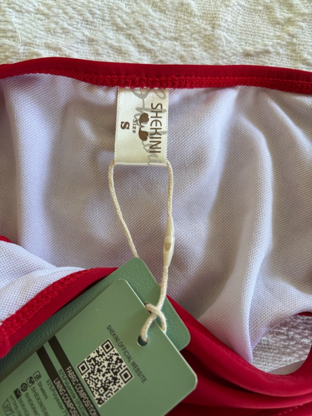 NWT Shekini Small Red Bikini Bottom Ruffles Ruching Cheeky Low Rise - Picture 4 of 5